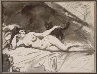 Crtež Žena sa mačkom Eduara Manea 