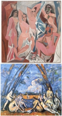 Picasso's The Young Ladies of Avignon and Cézanne's The Large Bathers
