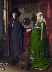 The Arnolfini Wedding by Jan van Eyck is an enigmatic double portrait