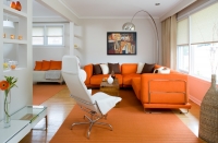 Dekorisanje dnevne sobe sa narandžastim kaučom ili sofom